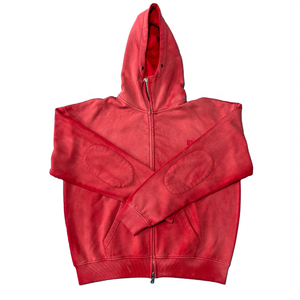 Sudadera con Capucha Estilo Urbano Vintage con Lavado Ácido, Cierre de Cremallera, Logotipo Personalizado con Serigrafía, Parches en los Codos, Felpa Francesa de Algodón para Hombre - Product Image 1