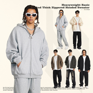Crewneck Zipper-Up Winter Blank <b>Sweatshirts</b> Custom Logo High Quality Plain Streetwear Unisex Cotton Regular Fit <b>Sweatshirt</b> - Product Image 2