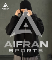 Sudadera con capucha AIFRAN Premium con cremallera completa para hombre, parte superior de chándal con máscara integrada, logotipo personalizado, sudadera blanca lisa para invierno