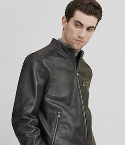 Veste en cuir véritable pour hommes col en peau de mouton de qualité supérieure design nouvelle mode vente chaude avec fermeture à glissière hiver - Product Image 1