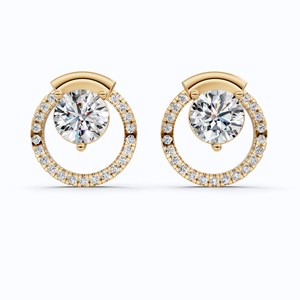 Round Cut Lab Grown Diamond <b>Halo</b> Stud <b>Earrings</b> 14K Solid Gold Fine Jewelry Wedding Party Bridal Gift for Lovers - Product Image 1
