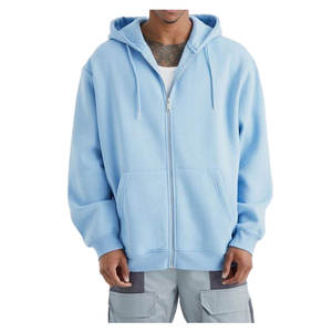 Venta al por mayor personalizado bordado hombres Zip Hoodie 100% algodón invierno Streetwear pulóver sudadera de gran tamaño liso con capucha - Product Image 1
