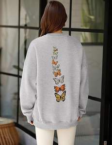 เสื้อสเวตเชิ้ตโอเวอร์ไซส์สำหรับผู้หญิง คอกลม แขนยาว สไตล์ลำลอง ผ้าฟลีซ พิมพ์ลายกราฟิก เสื้อฮู้ดดี้แบบสวม - Product Image 2