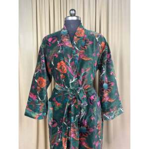 Luxury Unisex Velvet <b>Kimono</b> Elegant Reversible <b>Silk</b> Lined Quirky Gown Soft Autumn Winter Christmas Gift House Robe Boho <b>Jacket</b> - Product Image 1