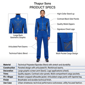 <b>Women's</b> Tech Fleece Jogging Suit Set-Cropped <b>Jacket</b> & Cargo Pants Polyester Spandex Athleisure Sizes XXS-6XL - Product Image 5