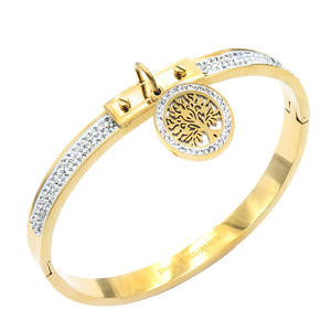 Gold Plated Stainless Steel <b>Tree</b> <b>of</b> <b>Life</b> Bangle Bracelet Elegant Fine Bangle <b>Jewelry</b> - Product Image 2