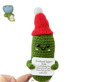 Inspirational Knitted Toy & Encouraging Card Handmade 4.72in Pickled Cucumber Emotional Support Birthday Cheer-up Gifts - Product Image 3