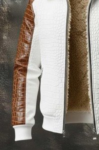 เสื้อแจ็คเก็ตหนังลายจระเข้คุณภาพสูง บุด้วยขนเทียม กันน้ำ และเป็นมิตรกับสิ่งแวดล้อม - Product Image 5