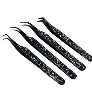 Pince à cils greffés en acier inoxydable de qualité fine droite et incurvée - Product Image 1