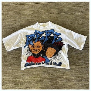 Coupe personnalisée et couture Y2K recadrée Boxy Style T-Shirt poids lourd 100% coton et polyester impression numérique graphique complet pour les hommes - Product Image 6