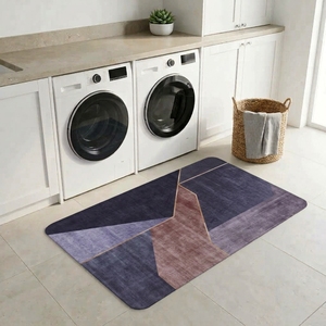 Dalewin Modern Hexagon Printed Bath <b>Mat</b> Rectangle Non-Slip Rubber Backed Microfiber Fabric <b>Machine</b> <b>Washable</b> Home Use Gray - Product Image 4