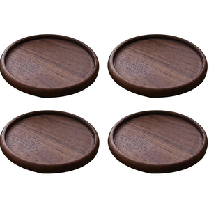 Juego de posavasos de madera cuadrado rústico, utensilios de cocina hechos a mano para mesa de centro, comedor, nogal, posavasos - Product Image 5