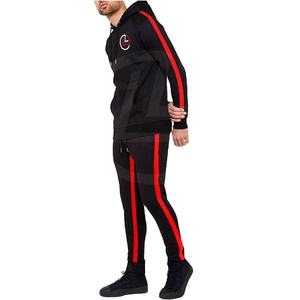 Ensemble de survêtement d'hiver léger et respirant pour homme, pantalon de jogging à cordon de serrage, sweat à capuche à manches longues, poches latérales, coton et polyester - Product Image 1