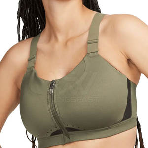 Soutien-gorge de sport respirant à maintien élevé pour femme, fabriqué au Pakistan, avec design personnalisé, couleur unie, tissu Spandex/Nylon - En vente - Product Image 1