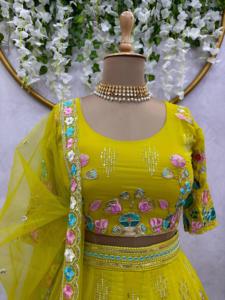 Fulpari นำคุณใหม่ออกแบบอินเดีย lehenga choli หนักพรรคงานแต่งงานสำหรับผู้หญิงที่มีคุณภาพสูงลูกชุดธรรมชาติ - Product Image 6