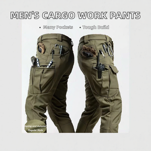 Pantalon cargo tactique pour homme, coupe classique, lavable, plusieurs poches, taille élastique, vêtements de travail décontractés, niveau D imperméable - Product Image 3