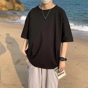 Mode solide Polyester T-shirts pour hommes basique t-shirt décontracté t-shirt surdimensionné hauts qualité unisexe court t-shirts t-shirts hommes vêtements - Product Image 3