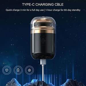 Mini rasoir électrique portable pour hommes 2-en-1 rechargeable, rasoir de voyage avec chargement Type-C, IPX7, noir, 2 têtes rotatives pour le visage - Product Image 6