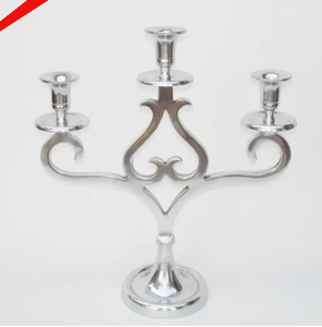 Religious 9 Branch Nickel Plated Menorah <b>Candle</b> Stand Metal Casted For Home Temple - Product Image 3