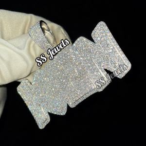 Collar de moissanita Hip Hop para hombre, colgante de plata VVS 925 con letras personalizadas, regalo de cumpleaños para raperos, joyería de prueba de paso - Product Image 4