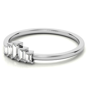 Bague de fiançailles SHREYA DIAM à 5 pierres en diamant baguette cultivé en laboratoire, sertie de griffes, plaquée or, argent 925, classique géométrique pour femme - Product Image 4