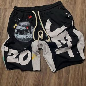 Pantalones cortos deportivos para correr vintage personalizados, lavado ácido, verano, algodón lavado, forro polar, patrón sólido, estilo informal - Product Image 1