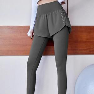 Leggings Deportivos para Mujer, Sólidos, Elásticos, de Cintura Alta, Dos Piezas, Pantalones de Yoga con Bolsillos, Ropa Deportiva, Mallas para Correr - Product Image 2