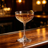 Verre à cocktail Margarita 250 ml, épais, sûr et durable, transparent, à rayures uniques, style vintage, écologique, vente en gros