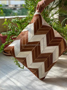 New Handmade <b>Sofa</b> Pillow Vintage Genuine Cowhide Cushion <b>Covers</b> 19" Handmade Art Home Cases Decorative Embroidery Cushion Arts - Product Image 2