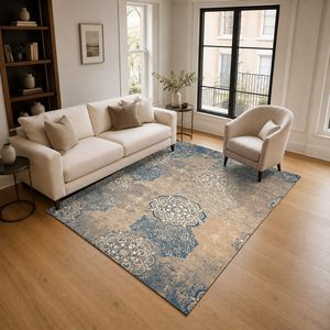 <b>RUGS</b> DEPOT LXDP-0636 Wholesale Terracotta Gold <b>Traditional</b> Oriental Digital Printed Machine Washable Chenille Area <b>Rug</b> Non Slip - Product Image 2