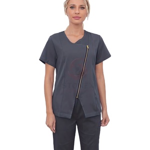 Wholesale Price High Quality Needle Detection Polyester Spandex Breathable Custom Logo Hospital <b>Scrubs</b> <b>Sets</b> For Women. - Product Image 2