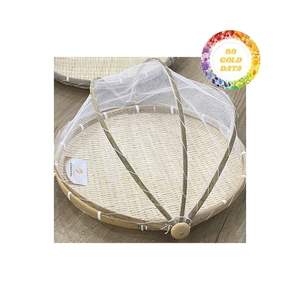 Panier de nettoyage en bambou fait à la main avec couvercle en filet, plateau durable pour un usage domestique et agricole au meilleur prix de gros - Product Image 2
