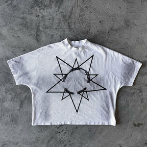 Camiseta holgada de serigrafía sólida con estampado de patrón personalizado para hombre, Camiseta de algodón 100% para hombre, servicio OEM estampado de ajuste holgado - Product Image 1