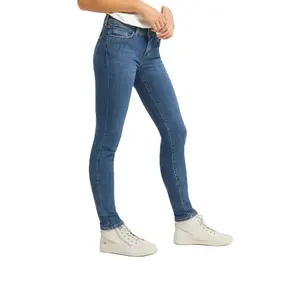 Celana Jeans wanita lurus, celana Denim wanita pinggang tinggi bertumpuk, celana lurus pemasok BD musim panas modis