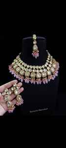 Conjuntos Mala de collar de perlas de compromiso de boda de estilo étnico Bollywood chapado en oro para mujer - Product Image 2