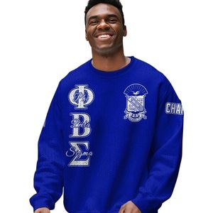 Suéter de punto acrílico Phi Beta Sigma 1914, letras griegas de chenilla, fraternidad, Azul, Blanco, Sigma Beta, suéter, ropa - Product Image 5