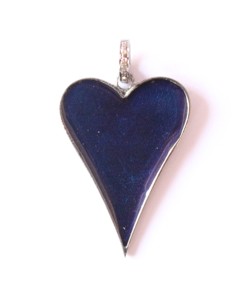 Corazón azul esmalte pavé diamante colgante 925 plata esterlina estilo Vintage negro rodio plateado 35x25MM para fiesta de boda - Product Image 1