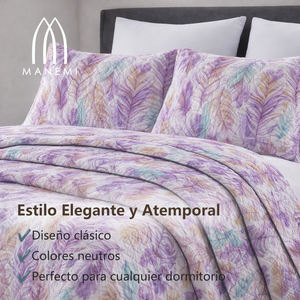 Ensemble de couette en polyester imprimé végétal de luxe, taille king, respirant, léger, couleur unie, literie toutes saisons - Product Image 2