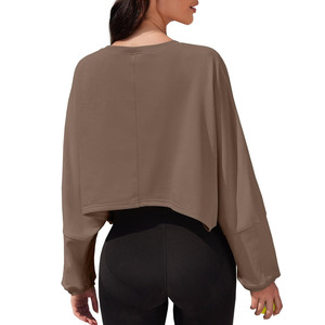 Otoño 2025 Sudaderas con capucha de cuello extragrande para mujer 100% Sudaderas cortas estampadas de algodón Logotipo frontal hecho a medida Pakistán - Product Image 6
