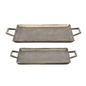 Plateau de service en aluminium moderne noir léger personnalisé design rectangle écologique mariages élégants hôtels de restauration personnalisés - Product Image 4