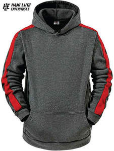 Survêtement d'hiver chaud pour hommes OEM vente en gros 2024 costumes de jogging unis avec capuche vestes à capuche à rayures contrastées taille XL - Product Image 2