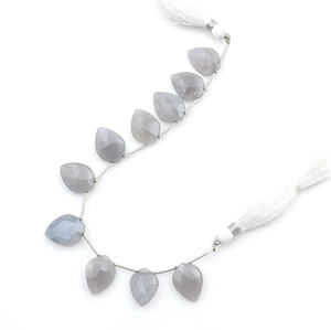 Perles de pierre de lune grises à facettes brins de pierres précieuses naturelles rondes polies en vrac pour bracelet et collier - Product Image 3