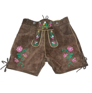 Allemand Oktoberfest Traditionnel Bavarois Vache Split Cuir Dames Damen XL Short Lederhosen Dentelle Logo Décoration Hiver - Product Image 4