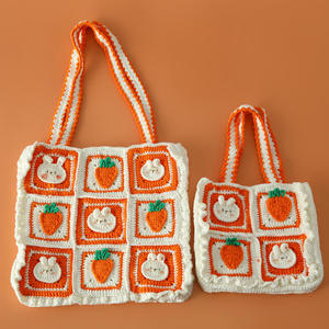 Crochet Pink Grape Fruit Tote Bag Children's <b>Handbag</b> with Cartoon Style Fashionable Accessory Shoulder Bag for Women - Product Image 2