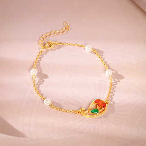 Bracelet en argent 925 Golden Parvati Pearl, élégant et luxueux, tendance - Product Image 1