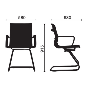 Chaise de bureau ergonomique contemporaine HOM1007-03 en cuir moderne, dossier mi-haut, base cantilever chromée, design relevable, mousse - Product Image 6