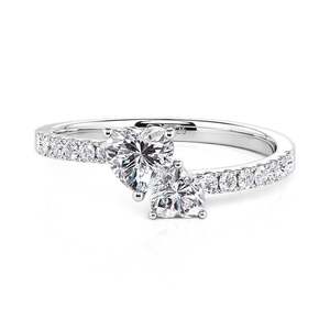 Bague de promesse personnalisée Jeulia à double cœur avec diamant pierre de naissance - Product Image 1
