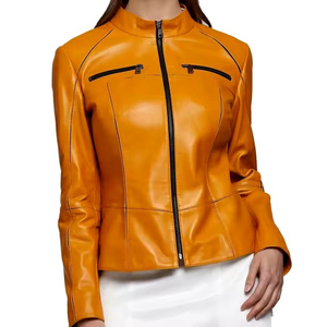 Women's Black Real <b>Leather</b> Moto <b>Jacket</b> Cafe Racer Lambskin <b>Jacket</b> Soft <b>Leather</b> Motorcycle <b>Jacket</b> Women - Product Image 4