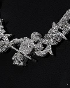 เครื่องประดับฮิปฮอปเงินแท้ 925 คุณภาพสูง ผ่านการทดสอบเพชร ประดับเพชรโมอิสซาไนต์ VVS ระดับ Iced พร้อมสร้อยคิวบาลิงค์แบบไมอามี่โมเสค - Product Image 3