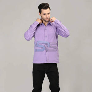 เสื้อเชิ้ตผ้าสักหลาดสำหรับผู้ชายกระดุมทำจากผ้าฝ้ายโพลีเอสเตอร์แขนยาวแบบลำลองสั่งติดป้ายได้ตามต้องการ - Product Image 1